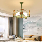 Lustra Chandelier Joli Cerf en Bois Vert & Rose - Neutralighting