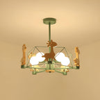 Lustra Chandelier Joli Cerf en Bois Vert & Rose - Neutralighting
