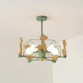 Lustra Chandelier Joli Cerf en Bois Vert & Rose - Neutralighting