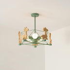 Lustra Chandelier Joli Cerf en Bois Vert & Rose - Neutralighting