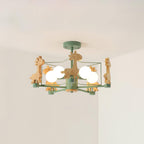 Lustra Chandelier Joli Cerf en Bois Vert & Rose - Neutralighting
