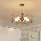 Lustra Chandelier Joli Cerf en Bois Vert & Rose - Neutralighting