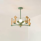 Lustra Chandelier Joli Cerf en Bois Vert & Rose - Neutralighting