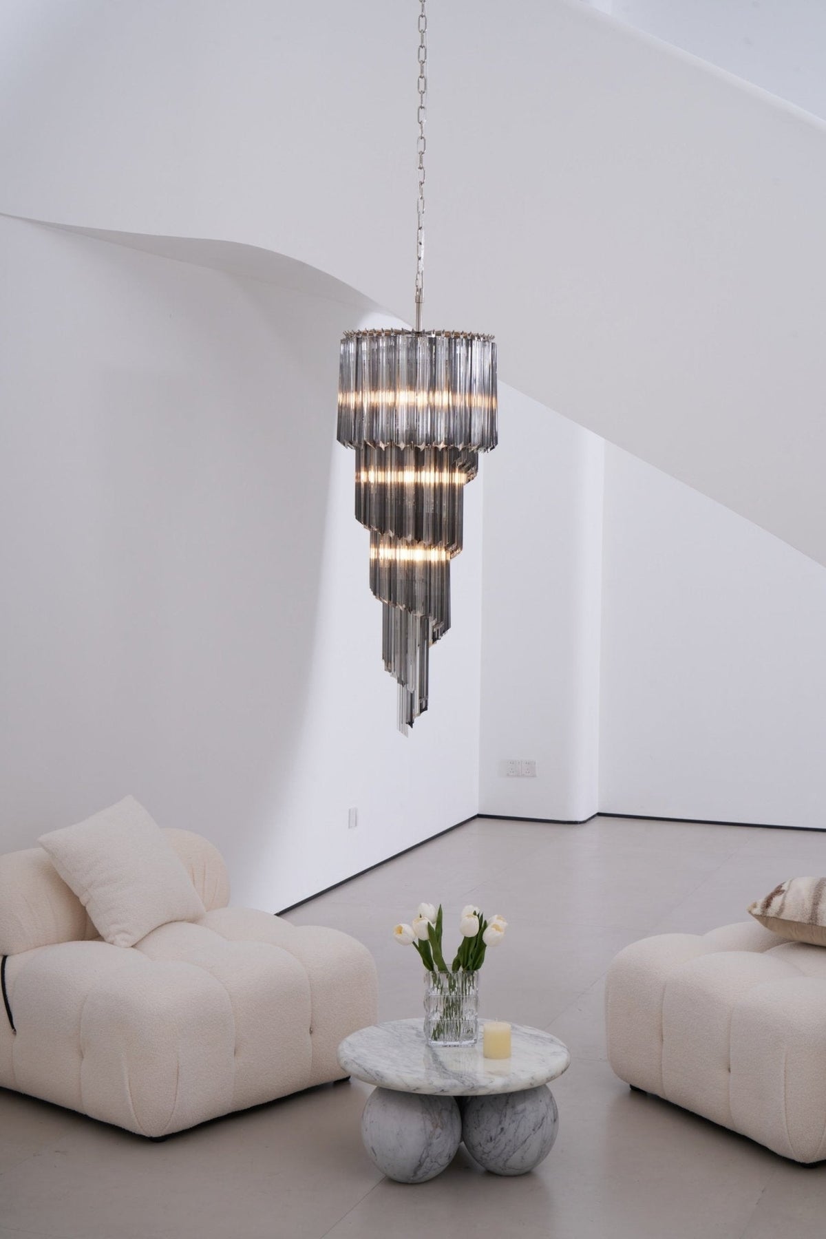 Aurora Lustre Fumé Verre Spirale - Neutralighting
