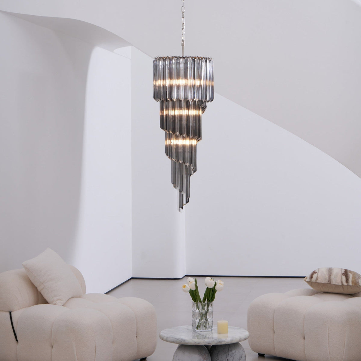 Aurora Lustre Fumé Verre Spirale - Neutralighting
