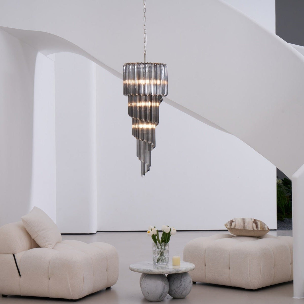 Aurora Lustre Fumé Verre Spirale - Neutralighting