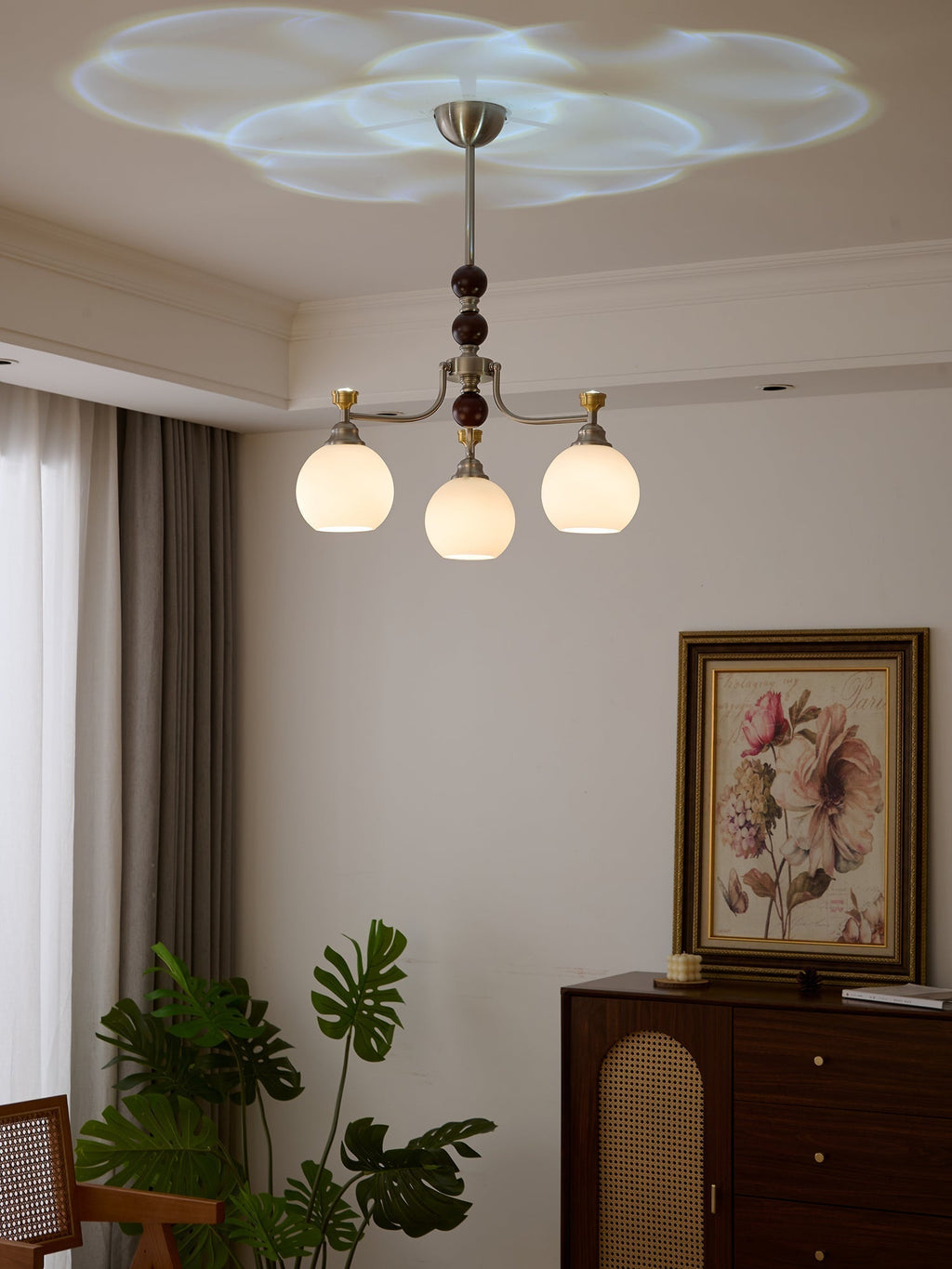 Eursoria Chandelier Bois Verre Art Orb Traditionnel - Neutralighting