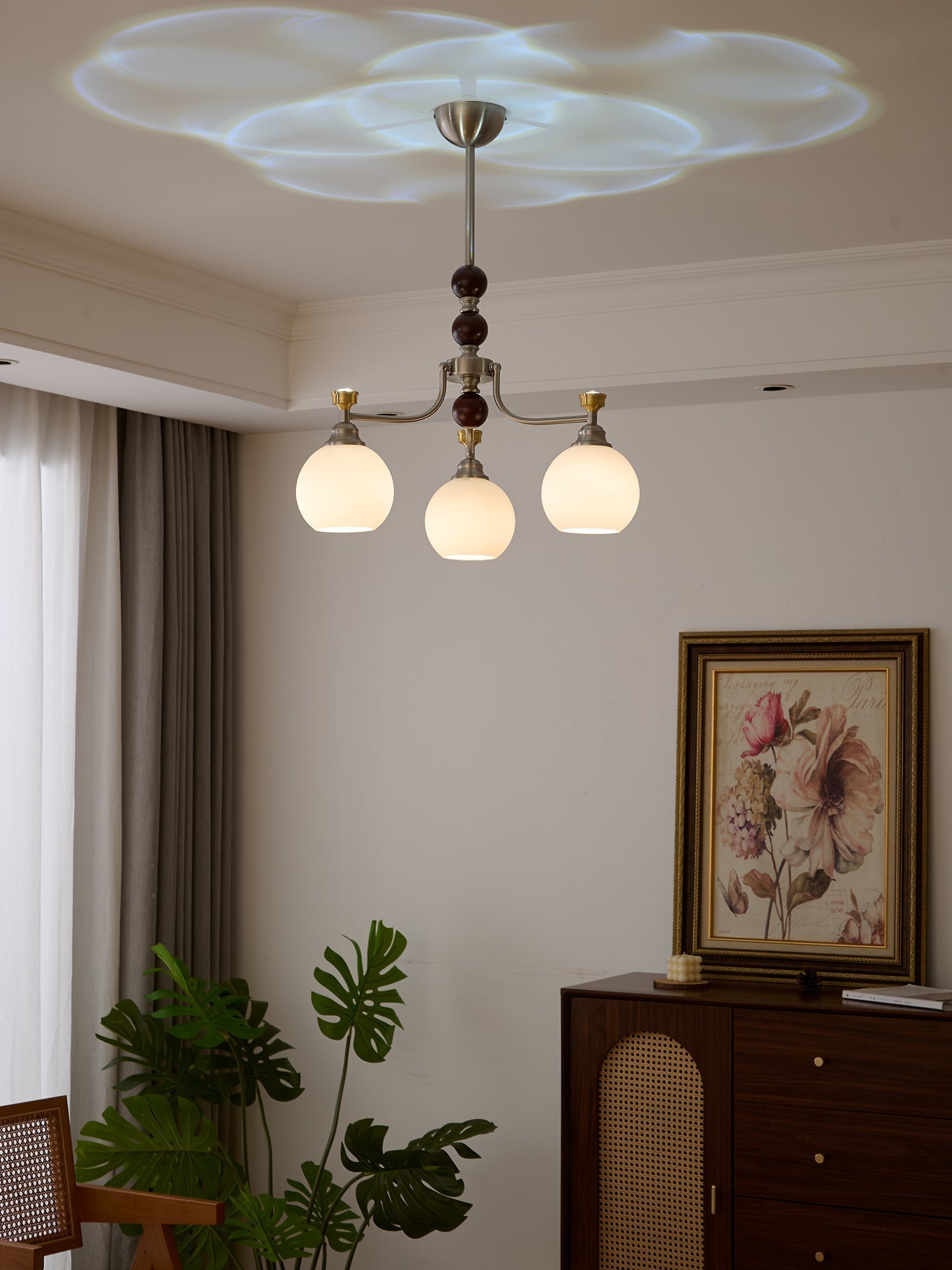 Eursoria Chandelier Bois Verre Art Orb Traditionnel - Neutralighting