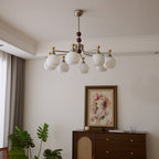 Eursoria Chandelier Bois Verre Art Orb Traditionnel - Neutralighting