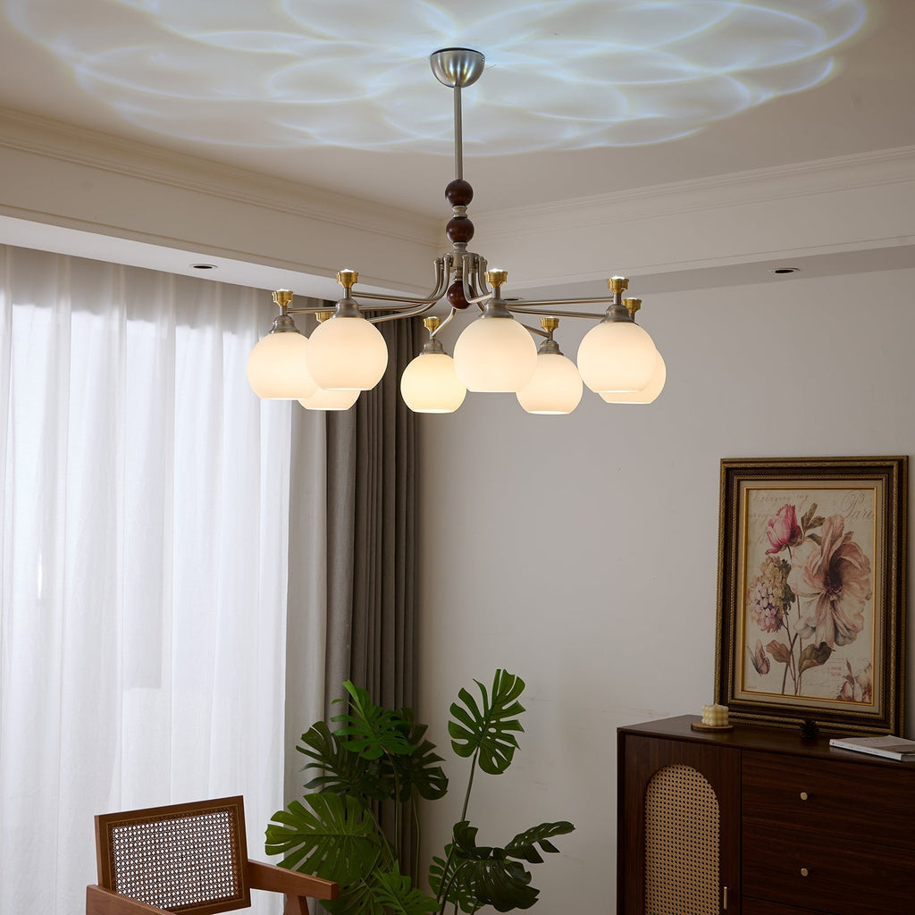 Eursoria Chandelier Bois Verre Art Orb Traditionnel - Neutralighting