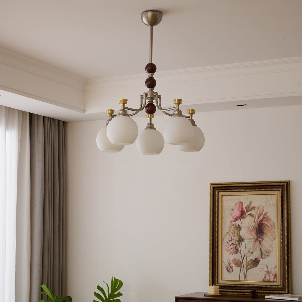 Eursoria Chandelier Bois Verre Art Orb Traditionnel - Neutralighting