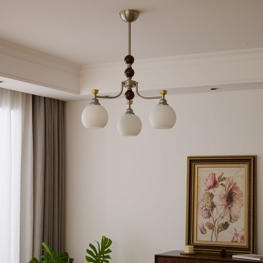 Eursoria Chandelier Bois Verre Art Orb Traditionnel - Neutralighting