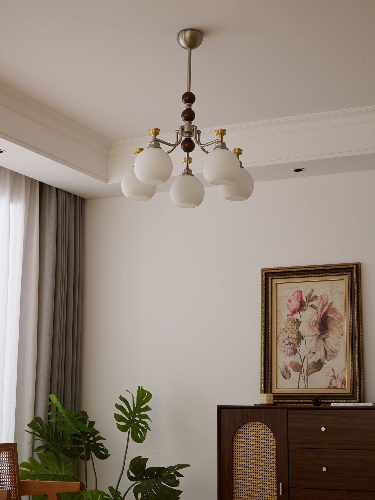 Eursoria Chandelier Bois Verre Art Orb Traditionnel - Neutralighting