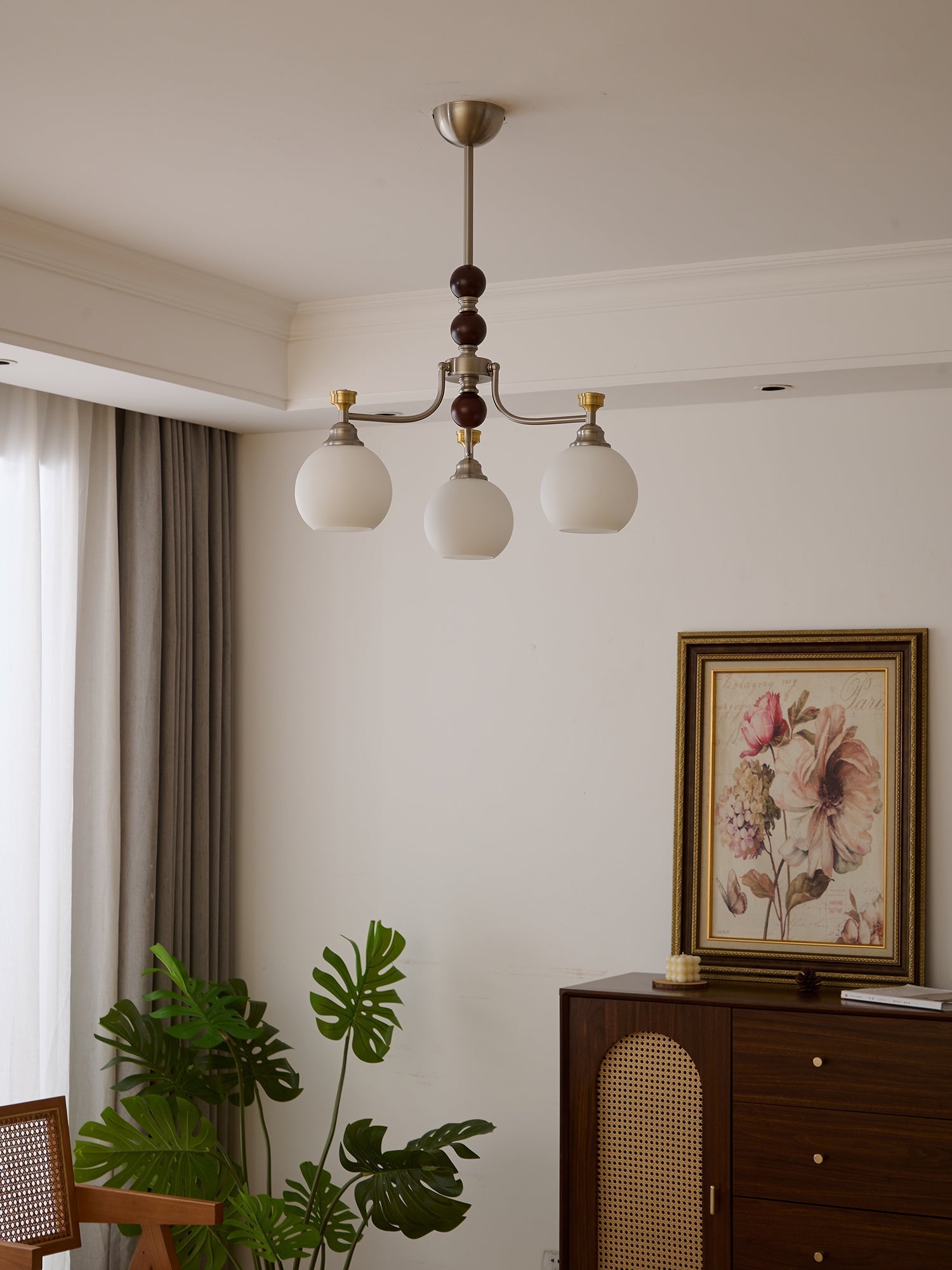 Eursoria Chandelier Bois Verre Art Orb Traditionnel - Neutralighting