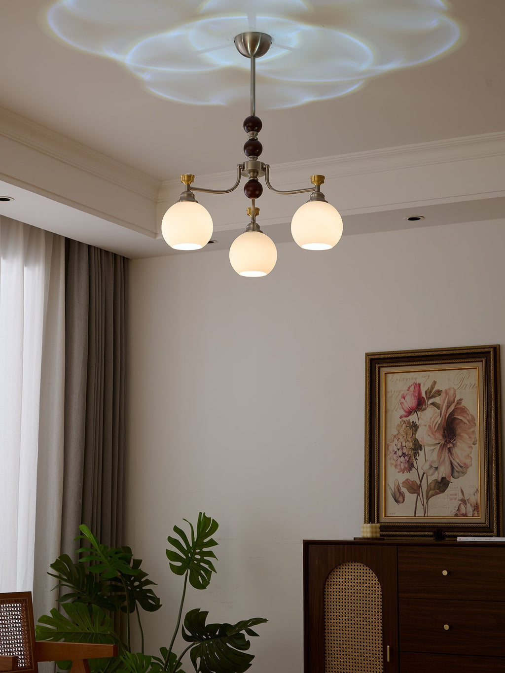 Eursoria Chandelier Bois Verre Art Orb Traditionnel - Neutralighting