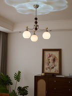 Eursoria Chandelier Bois Verre Art Orb Traditionnel - Neutralighting