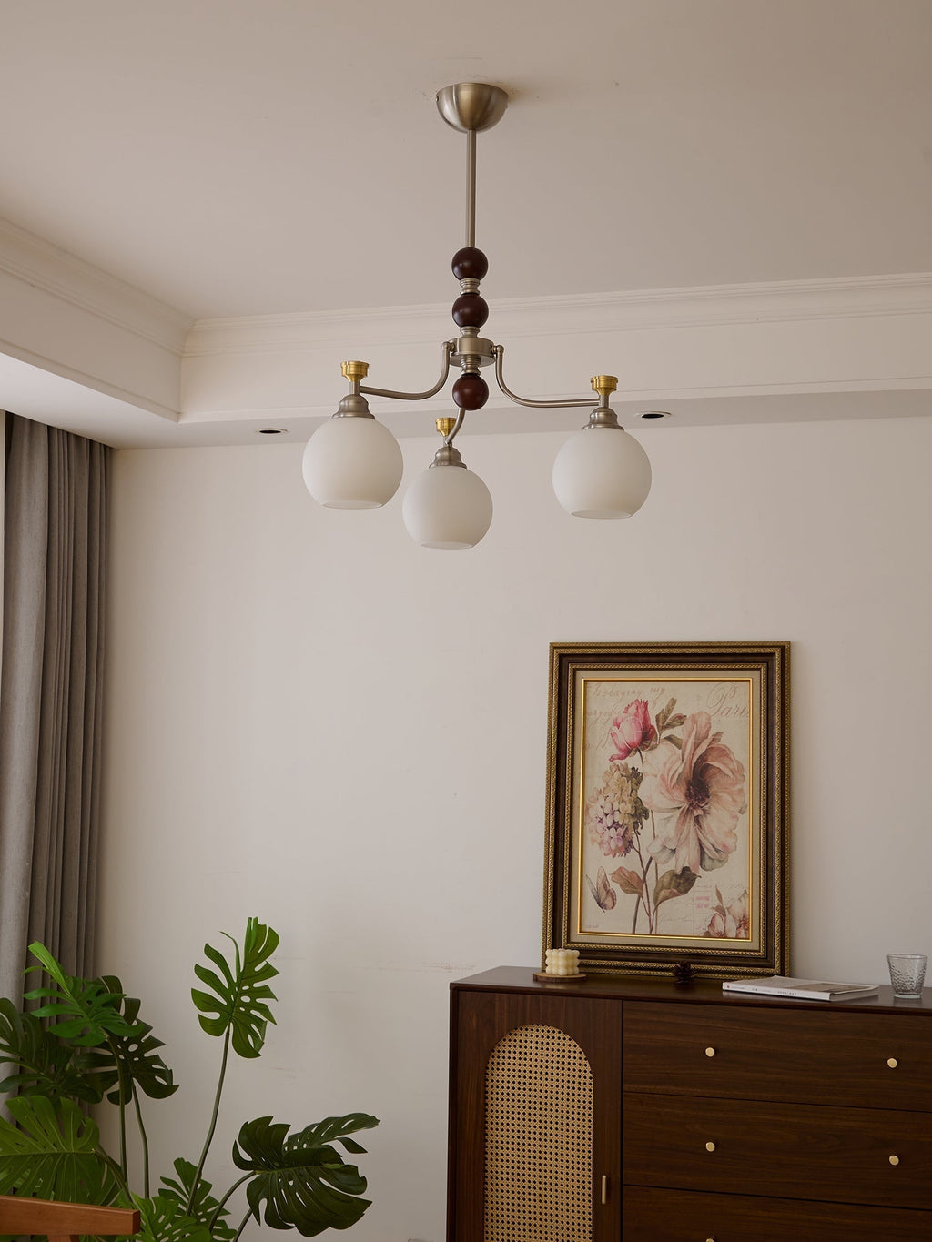 Eursoria Chandelier Bois Verre Art Orb Traditionnel - Neutralighting