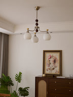 Eursoria Chandelier Bois Verre Art Orb Traditionnel - Neutralighting