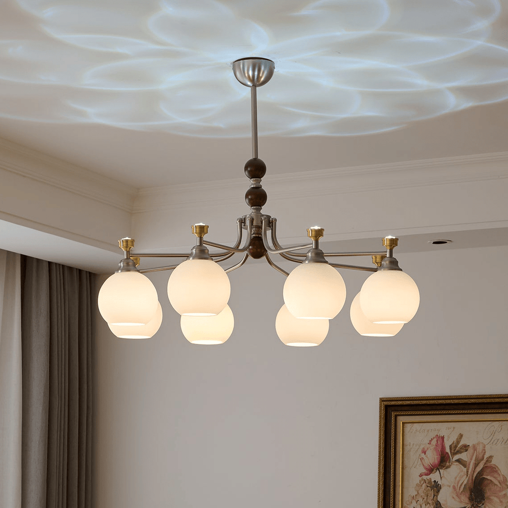 Eursoria Chandelier Bois Verre Art Orb Traditionnel - Neutralighting