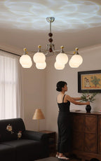 Eursoria Chandelier Bois Verre Art Orb Traditionnel - Neutralighting