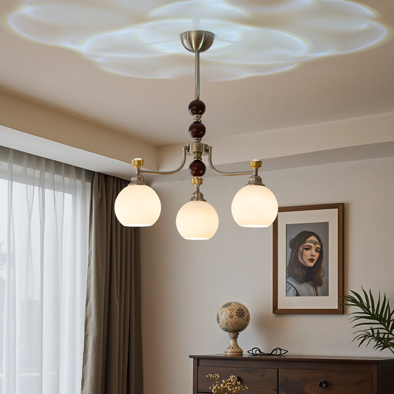 Eursoria Chandelier Bois Verre Art Orb Traditionnel - Neutralighting