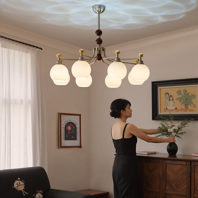Eursoria Chandelier Bois Verre Art Orb Traditionnel - Neutralighting