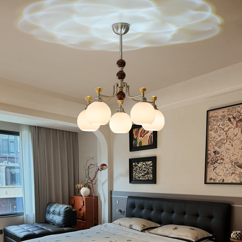 Eursoria Chandelier Bois Verre Art Orb Traditionnel - Neutralighting