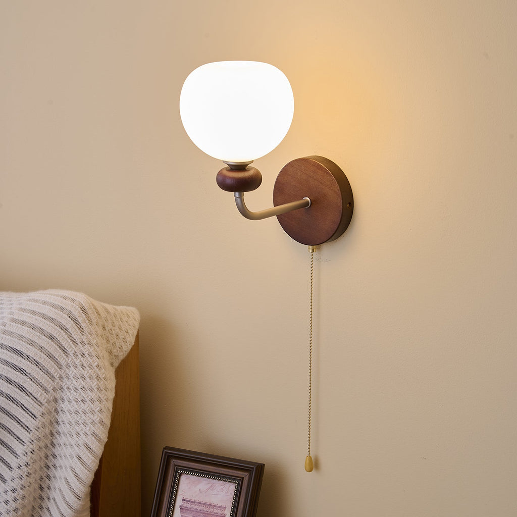 Lucille Applique Murale en Verre Art Classique et Bois - Neutralighting