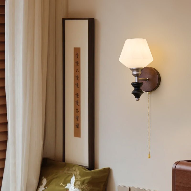 Lucille Applique Murale en Verre Art Classique et Bois - Neutralighting