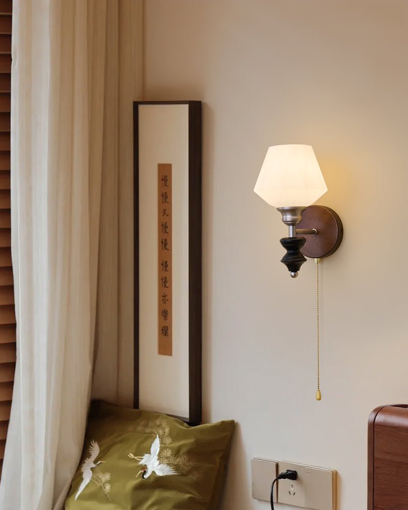 Lucille Applique Murale en Verre Art Classique et Bois - Neutralighting