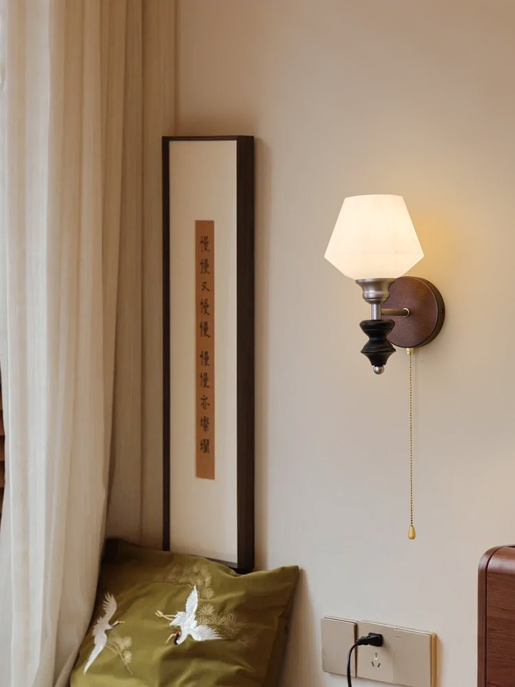 Lucille Applique Murale en Verre Art Classique et Bois - Neutralighting