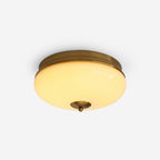 Ludo Plafonnier Noir et or, Abat-jour Rond Laiteux - Neutralighting
