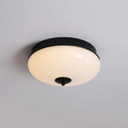 Ludo Plafonnier Noir et or, Abat-jour Rond Laiteux - Neutralighting