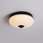Ludo Plafonnier Noir et or, Abat-jour Rond Laiteux - Neutralighting