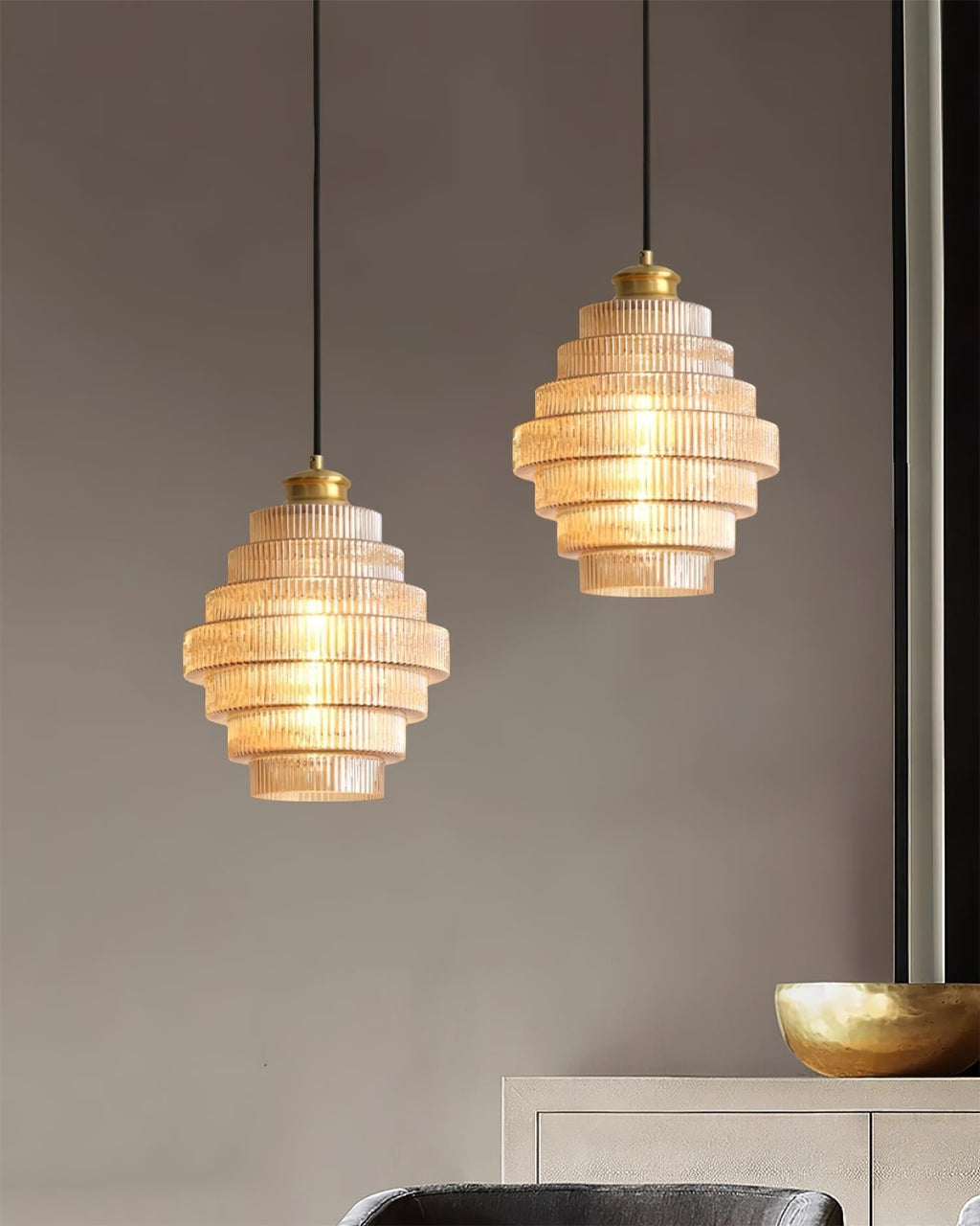 Brivelle Lampe Pendante Verre Cannelé à Brancher - Neutralighting