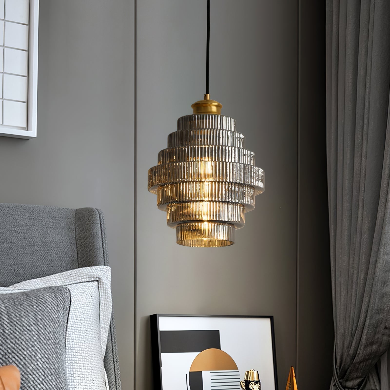 Brivelle Lampe Pendante Verre Cannelé à Brancher - Neutralighting