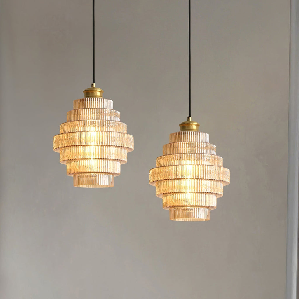 Brivelle Lampe Pendante Verre Cannelé à Brancher - Neutralighting