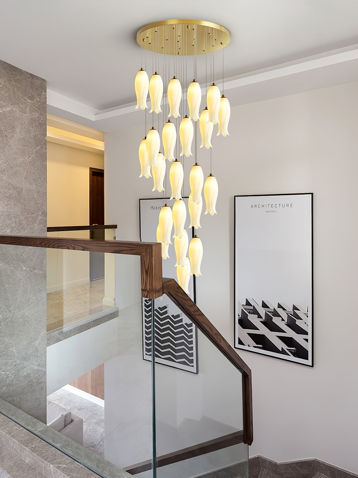 Sylirion Chandelier en Albâtre et Laiton - Neutralighting