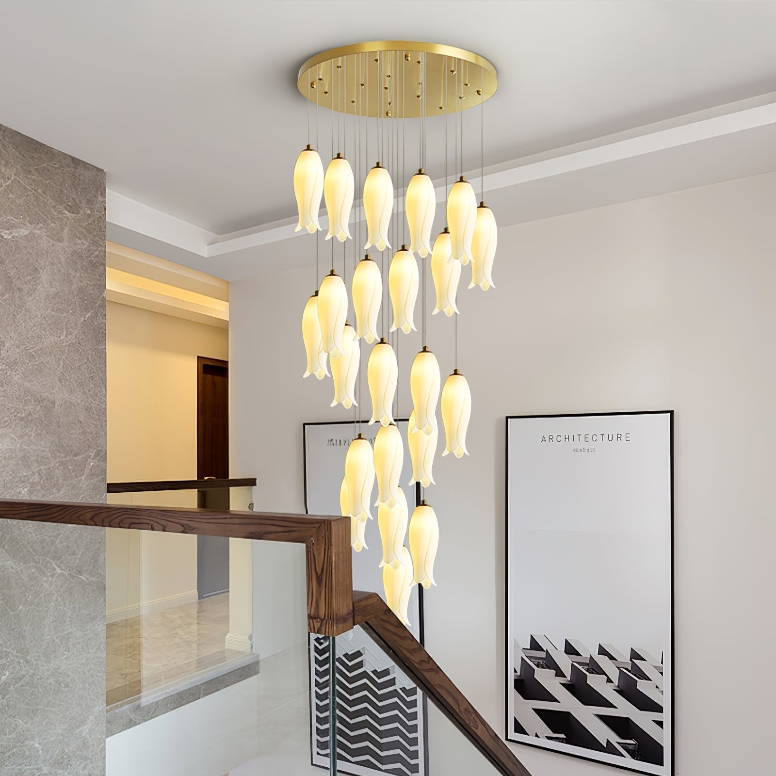 Sylirion Chandelier en Albâtre et Laiton - Neutralighting