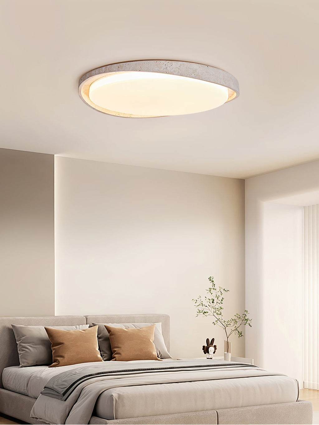 Vanoren Lampe Plafonnier à Cadre Ovale en Travertin - Neutralighting
