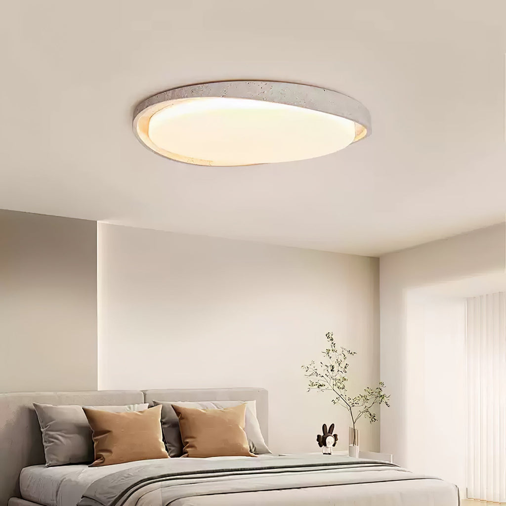 Vanoren Lampe Plafonnier à Cadre Ovale en Travertin - Neutralighting