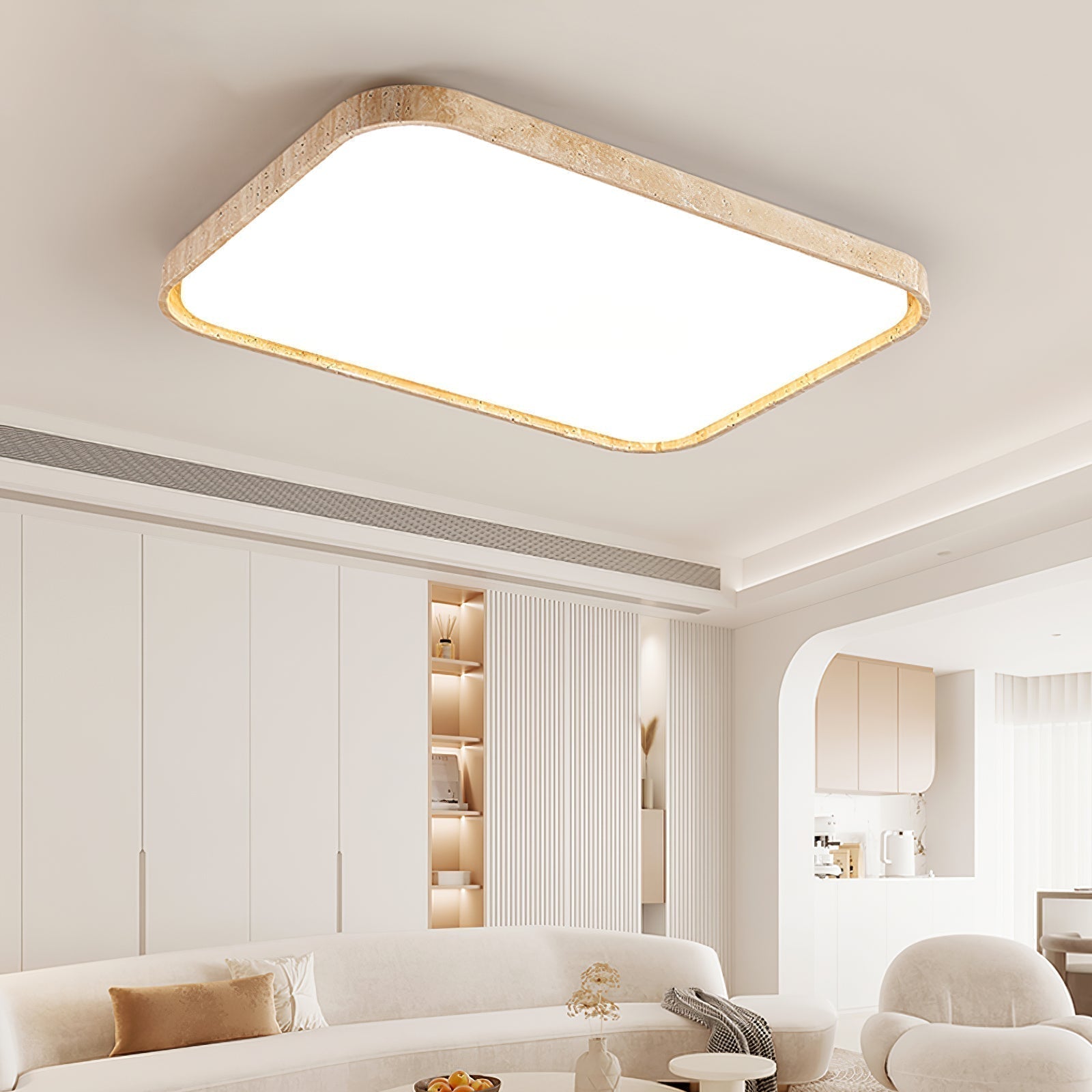 Aisle Lumière de Plafond Carrée en Travertin - Neutralighting