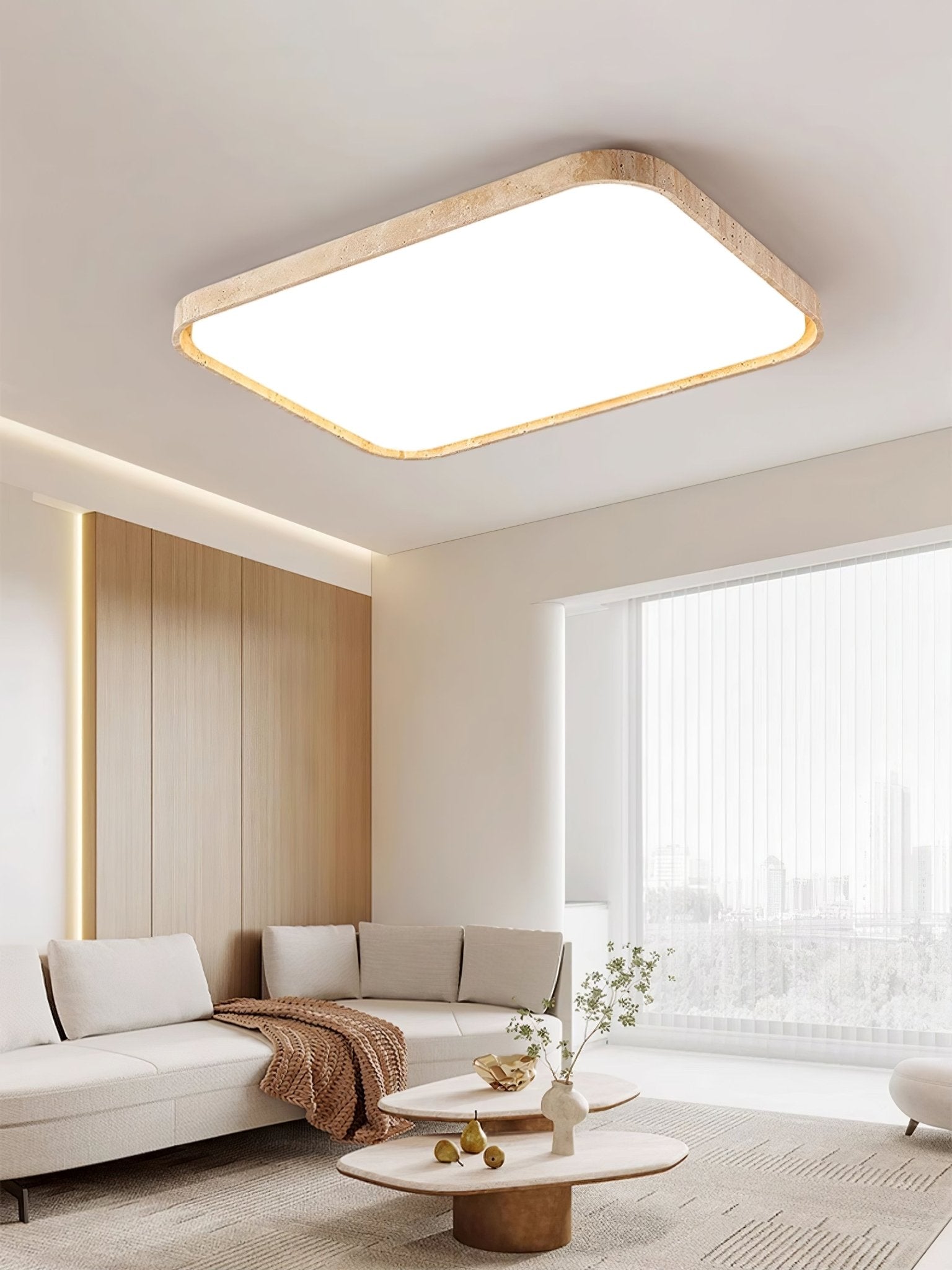 Aisle Lumière de Plafond Carrée en Travertin - Neutralighting