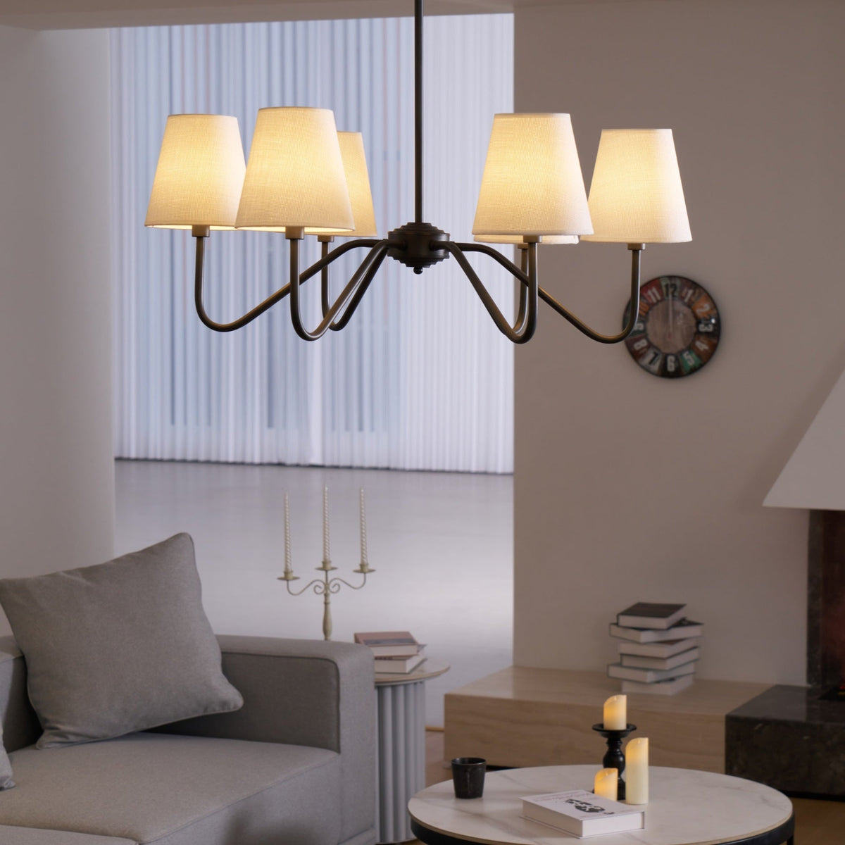 Aurvarira Chandelier Classique Noir en Tissu Lumos - Neutralighting