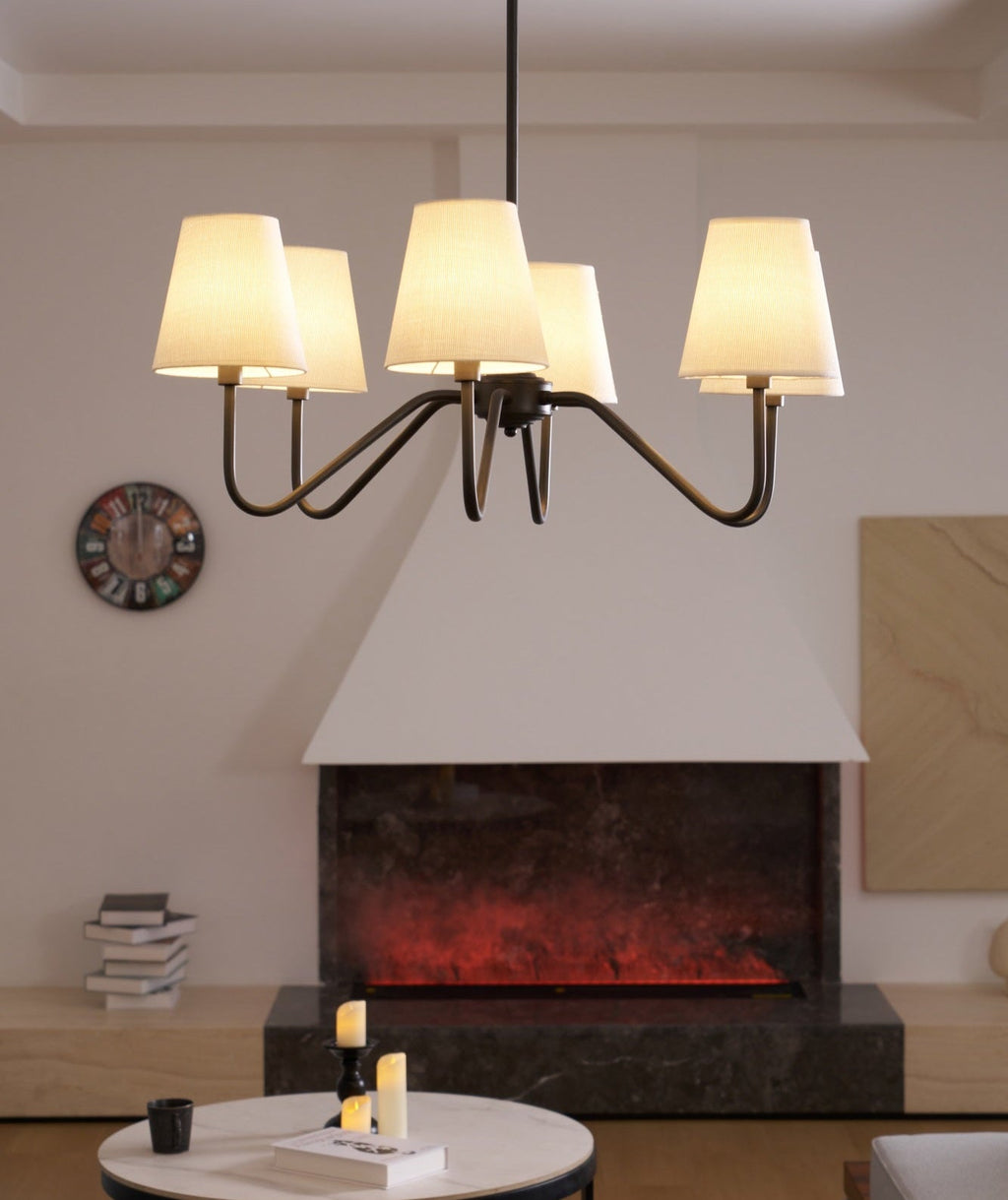 Aurvarira Chandelier Classique Noir en Tissu Lumos - Neutralighting