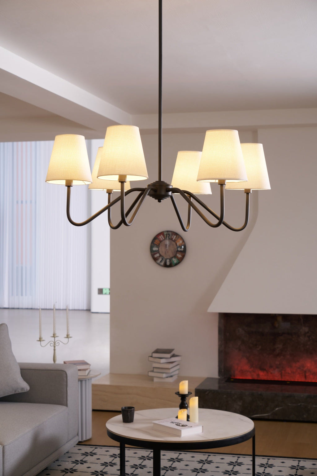 Aurvarira Chandelier Classique Noir en Tissu Lumos - Neutralighting