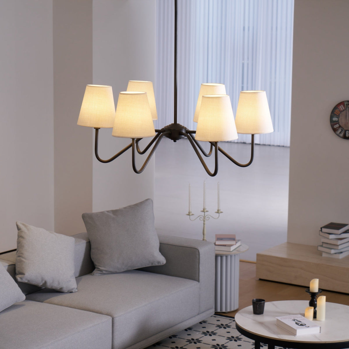 Aurvarira Chandelier Classique Noir en Tissu Lumos - Neutralighting