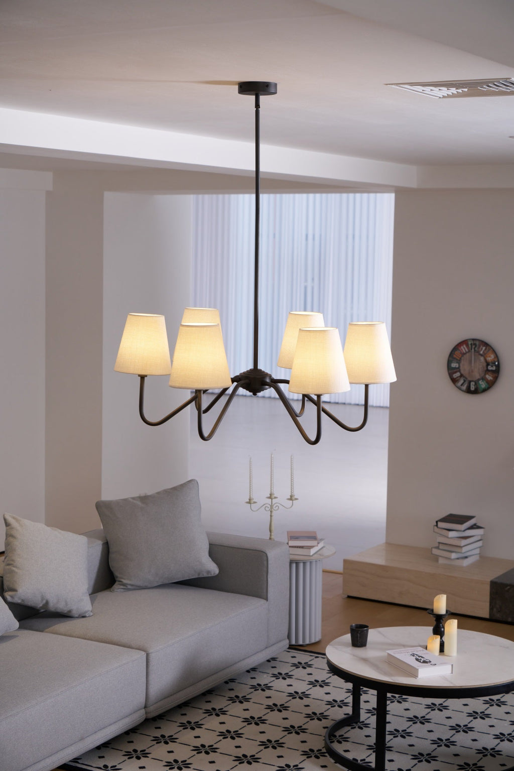 Aurvarira Chandelier Classique Noir en Tissu Lumos - Neutralighting