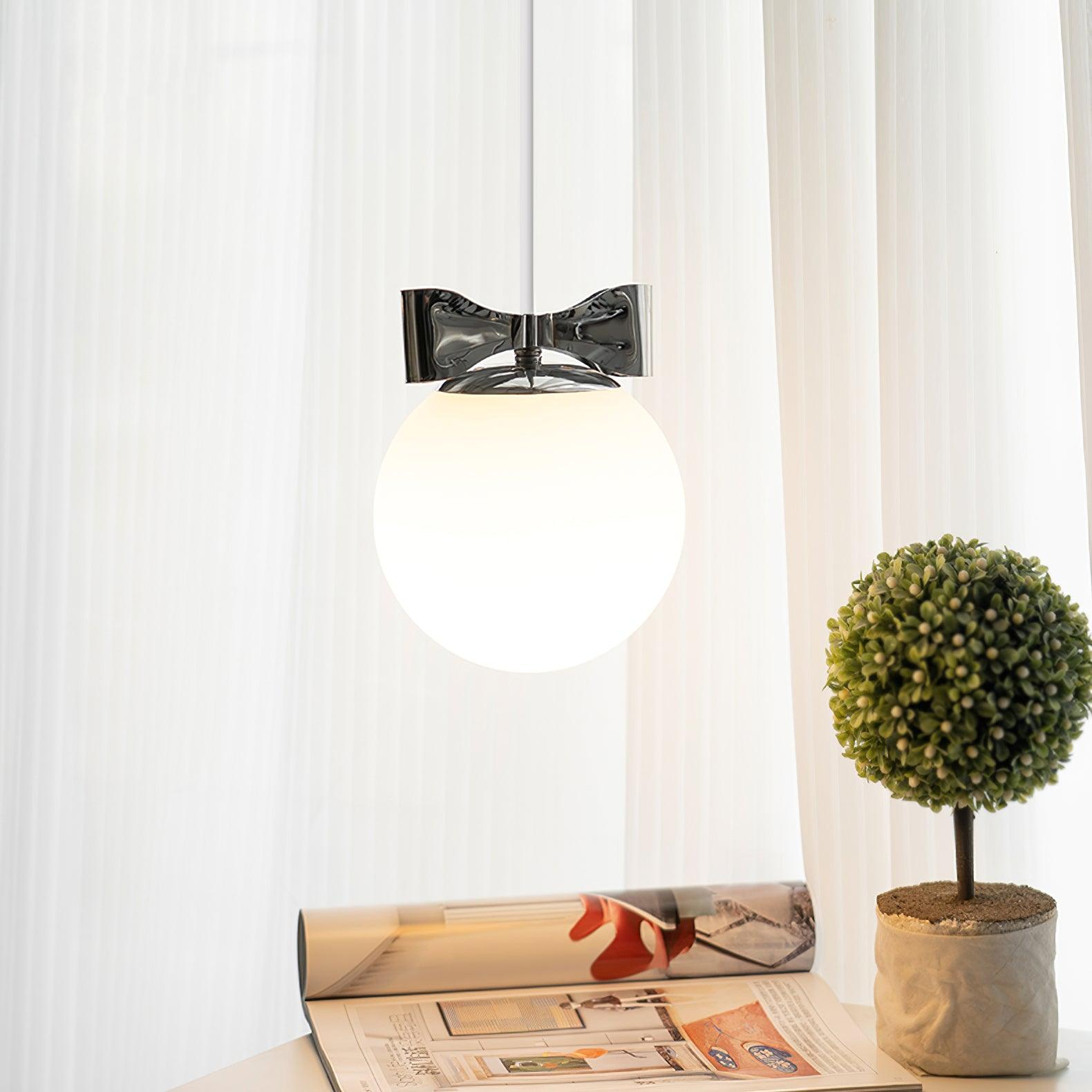 Luna Lampe Suspendue Globe en Verre Accent Chromé Minimaliste - Neutralighting