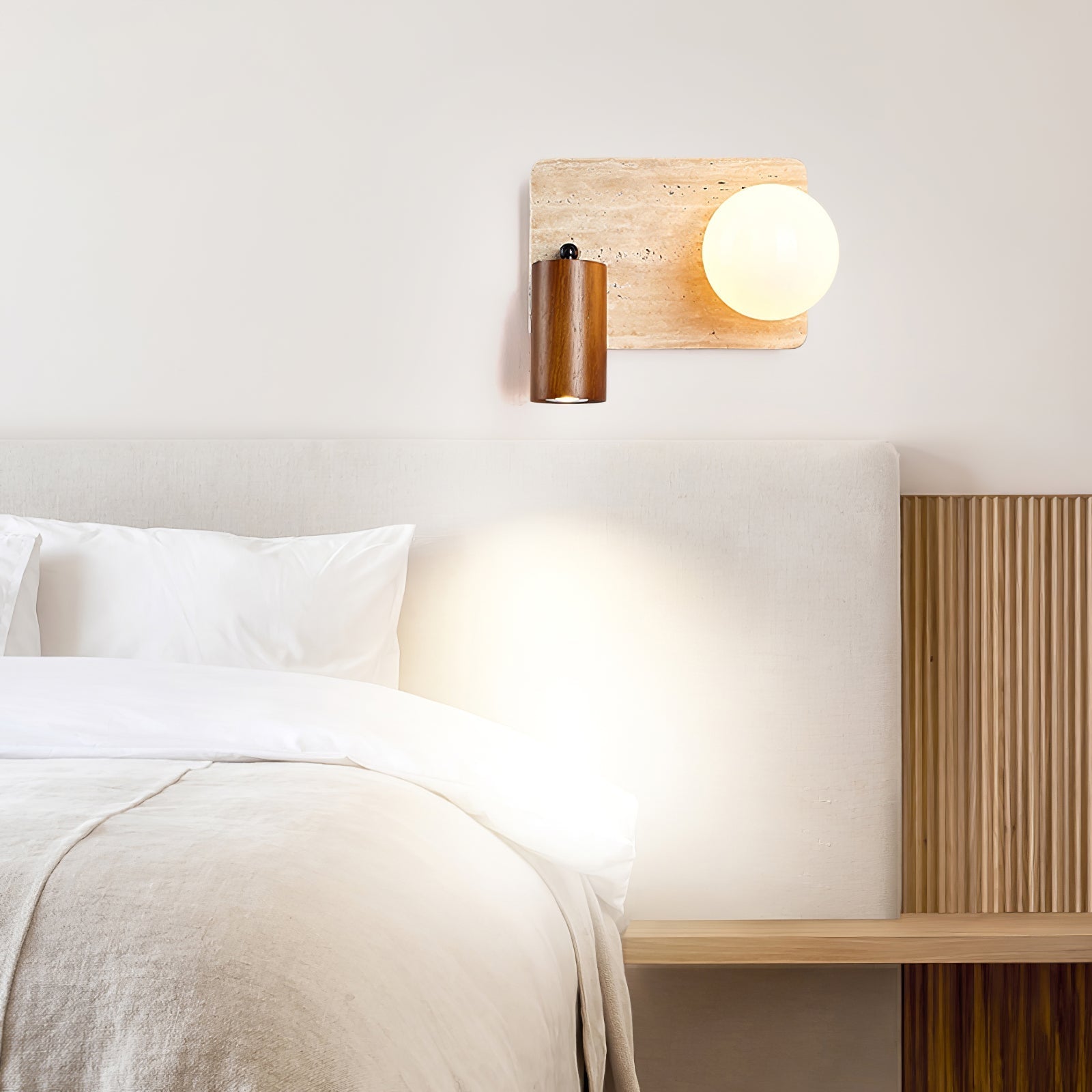 Armara Applique Murale Industrielle en Disque de Travertin - Neutralighting